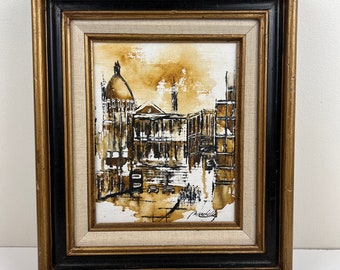Vintage Original Painting Artist Signed MCM Painting Artwork Cityscape Landscape City Rome Italian Town Vintage Home Decor Gallery Wall