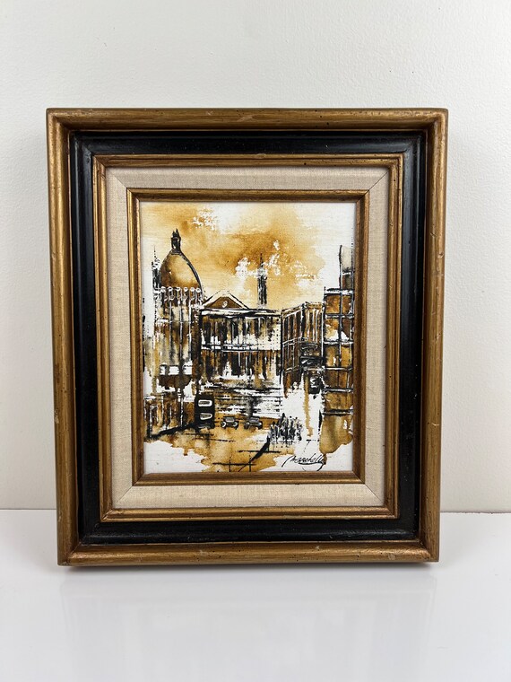 Vintage Original Painting Artist Signed MCM Painting Artwork Cityscape Landscape City Rome Italian Town Vintage Home Decor Gallery Wall
