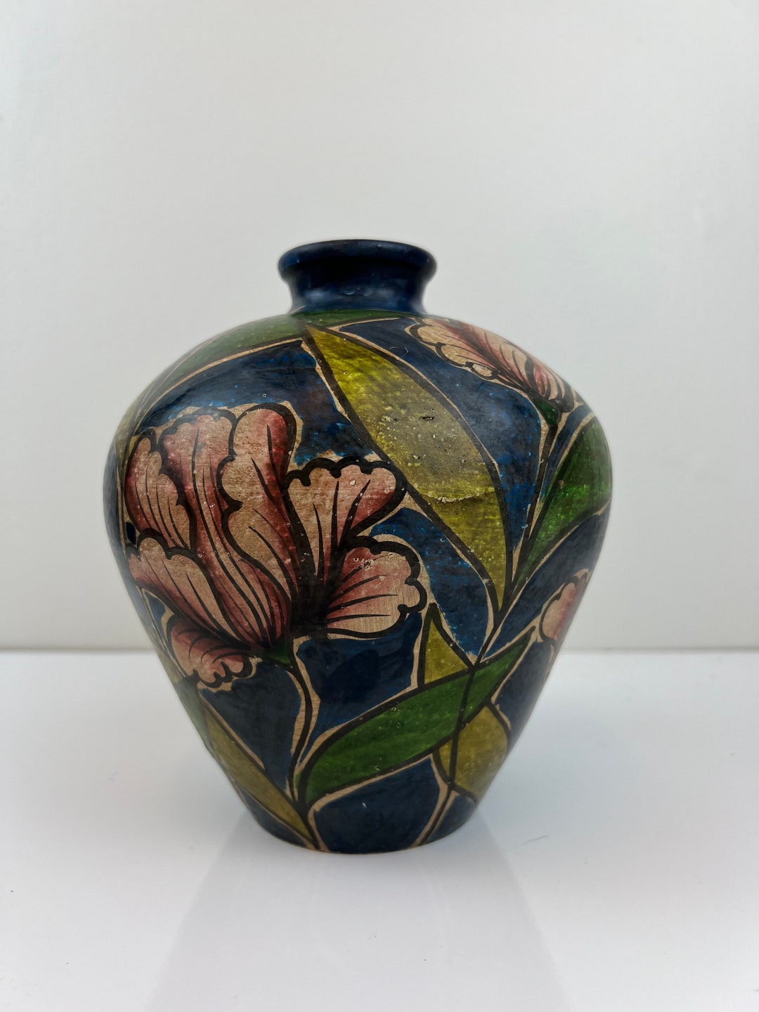 Vintage Ceramic Vase Art Deco Art Nouveau Style Handpainted Antique