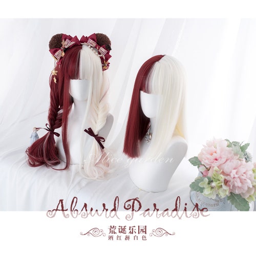 16-inch Absurd Paradise Style Wig / Red and White Color Wig / - Etsy UK 16-inch Absurd Paradise Style Wig / Red and White Color Wig / - Etsy UK