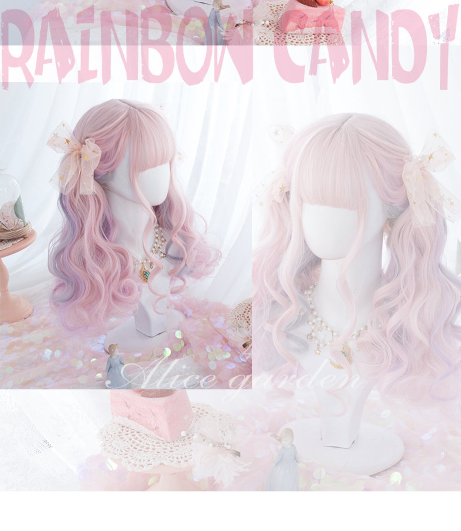 Candy Pink Wig / Light Pink Wig /rainbow Candy Wig / Pastel Etsy