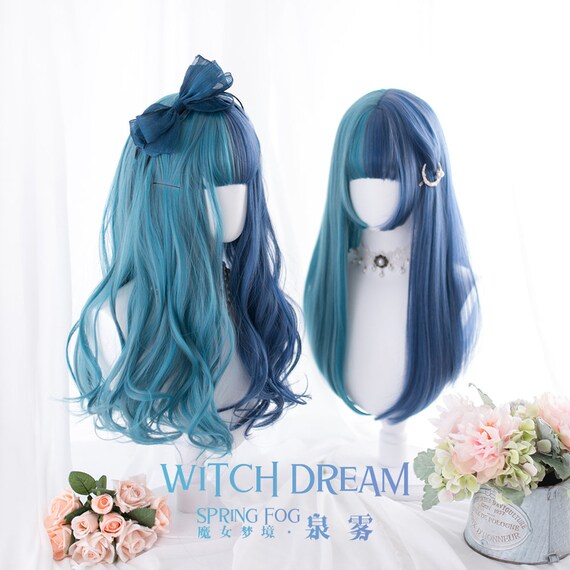25 Witch Dream Style Wig Ombre Hair Color Blue And Etsy