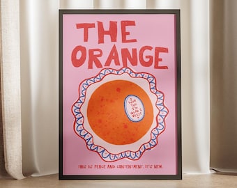 Orange Poem I Love You I&#39;m Glad I Exist Retro Wall Print, Pink Red Aesthetic Affirmation This Is Peace & Contentment New Poster Trendy