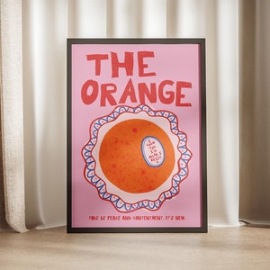 The Orange Poem I Love You I'm Glad I Exist Retro Wall Print, Pink Red Aesthetic Affirmation This Is Peace & Contentment New Poster Trendy image 1