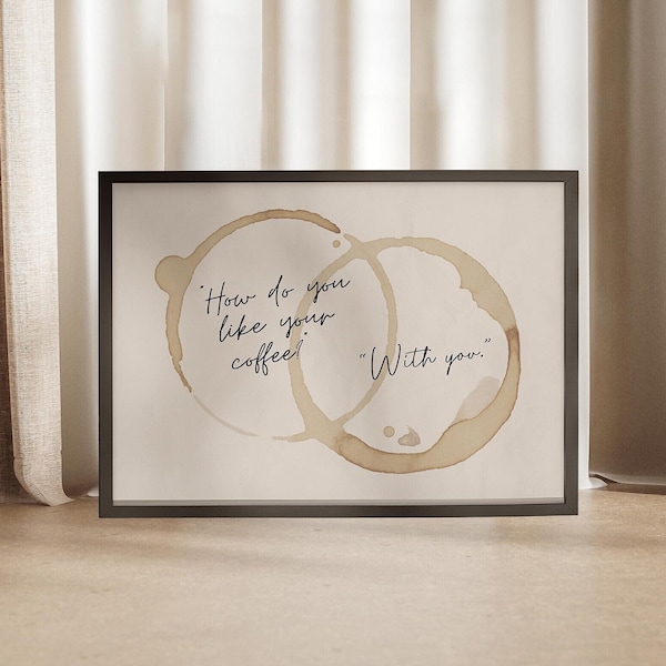 How Do You Like Your Coffee? With You Caffeine Mug Stain Poster, Cafe Stains Gifts Couples, Lovers Ideas Bar Cafes Shop Landscape Horizontal