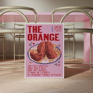 Das orange Gedicht Ich liebe dich, ich bin froh, dass ich existiert, Wanddruck, Vintage ästhetische Affirmation, das ist Frieden u. Zufriedenheit neues, modisches Retro Plakat