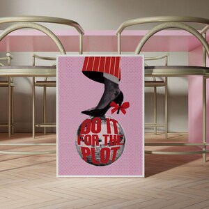 Póster de bola de discoteca de coqueta en rojo y rosa, hazlo por la trama, impresión de dormitorio de chicas preppy, decoración de lazo para habitación de chicas, arte de pared retro vintage de moda Y2k