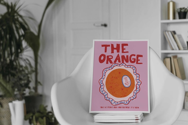 The Orange Poem I Love You I'm Glad I Exist Retro Wall Print, Pink Red Aesthetic Affirmation This Is Peace & Contentment New Poster Trendy image 5