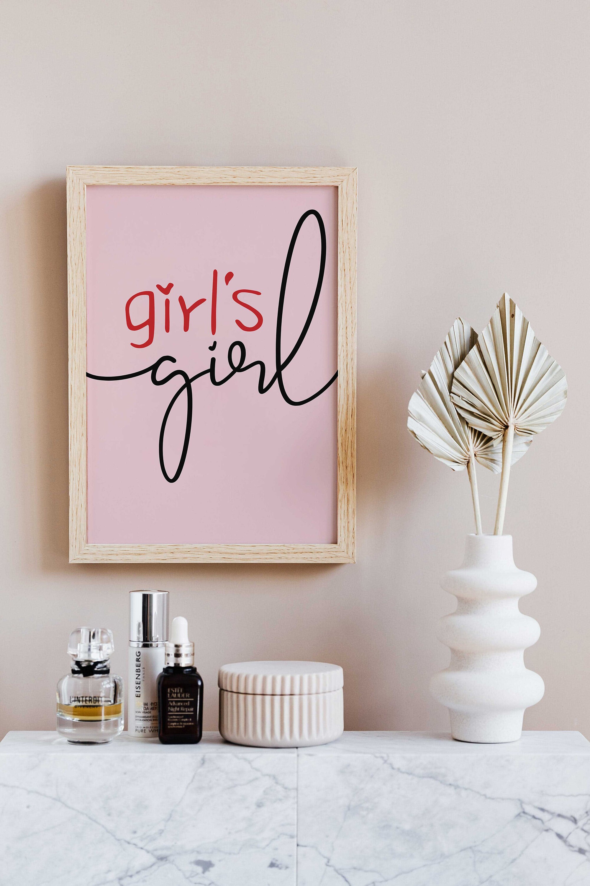 A Girl's Girl Preppy Print, Red Pink Black Girly Sign Poster ...