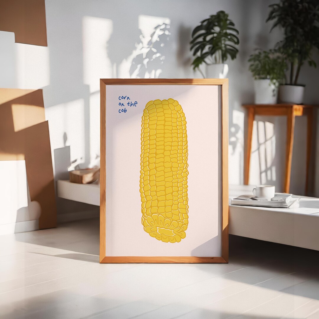 Abstract Corn on the Cob Wall Art Print, Kitchen Food Poster, Trendy ...