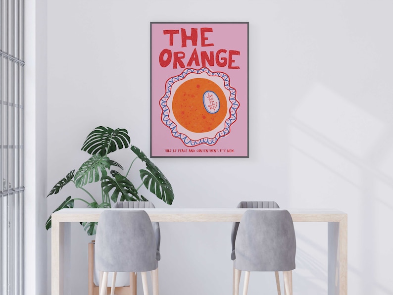 The Orange Poem I Love You I'm Glad I Exist Retro Wall Print, Pink Red Aesthetic Affirmation This Is Peace & Contentment New Poster Trendy 20" x 28"