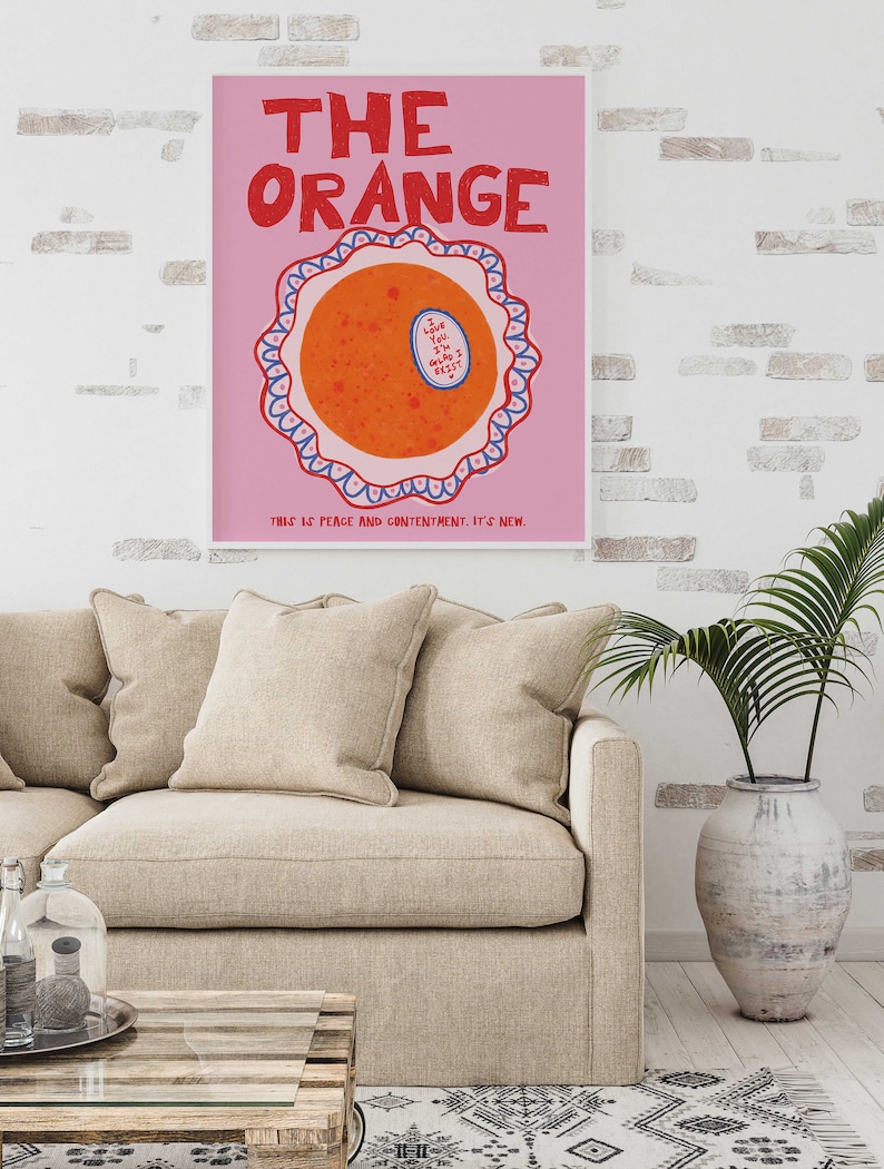 The Orange Poem I Love You I'm Glad I Exist Retro Wall Print, Pink Red Aesthetic Affirmation This Is Peace & Contentment New Poster Trendy 11″ x 14″