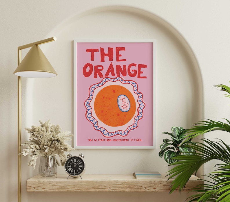 The Orange Poem I Love You I'm Glad I Exist Retro Wall Print, Pink Red Aesthetic Affirmation This Is Peace & Contentment New Poster Trendy 22" x 30"