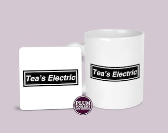 Tea's Electric Mug & Coaster: Oasis Coffee Cup, Britpop, 90s Music Gift