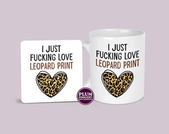 Leopard Print Heart Mug: Funny Coffee Cup for Leopard Lovers
