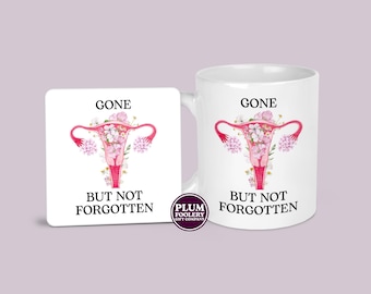 Funny Hysterectomy Mug & Coaster: Floral Womb, Ovaries - Menopause Gift