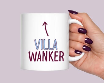 Villa Wanker Mug & Coaster: Aston Villa Supporters Gift, Funny Football Banter Coffee Cup