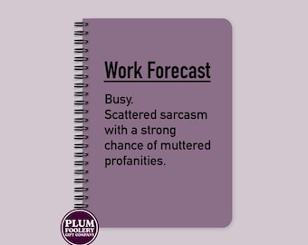 Funny 'Work Forecast' Notebook: Handmade UK Colleague Gift