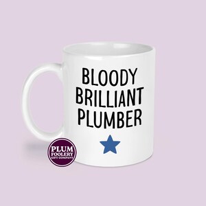 Funny Plumber Mug - Bloody Brilliant, Tradesman Gift White mug only