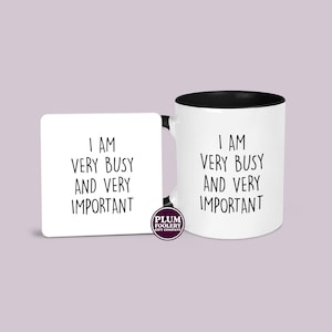 Funny colleague gift mug and coaster set with humorous office design
