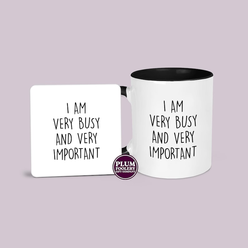 Funny colleague gift mug and coaster set with humorous office design