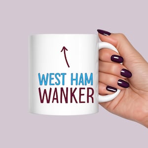 Taza y posavasos West Ham Wanker: Regalo divertido para aficionados del West Ham, taza para bromas futbolísticas