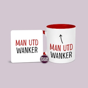 Taza y posavasos Man Utd Wanker – Regalo divertido para los aficionados del Manchester United