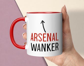 Arsenal Wanker Mug & Coaster, Funny Football Gift for Fan, Supporter or Rivals