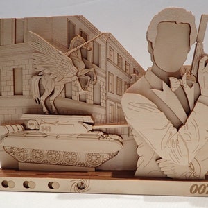 James Bond Pierce Brosnan Wood Art