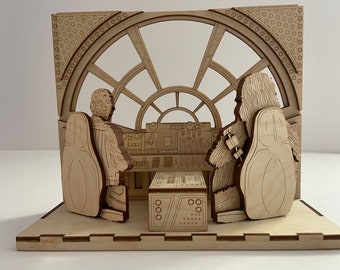 Han Solo and Chewbacca Star Wars inspired wood model