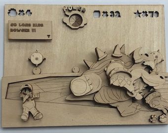 Super Mario 64 Bowser Throw Wood Art Model, Nintendo