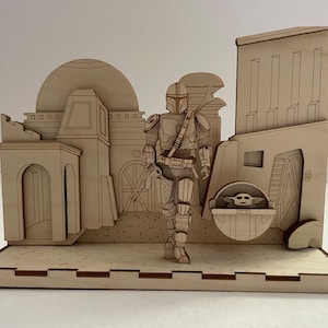 Mandalorian Star Wars inspired wood model