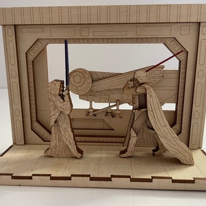 Obiwan Kenobi vs Darth Vader Star Wars inspired wood model