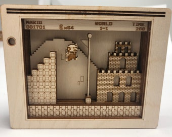 Super Mario Bros. Kasteel Vlag Wood Art Model, Nintendo