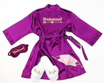 bridesmaid robe and slipper set