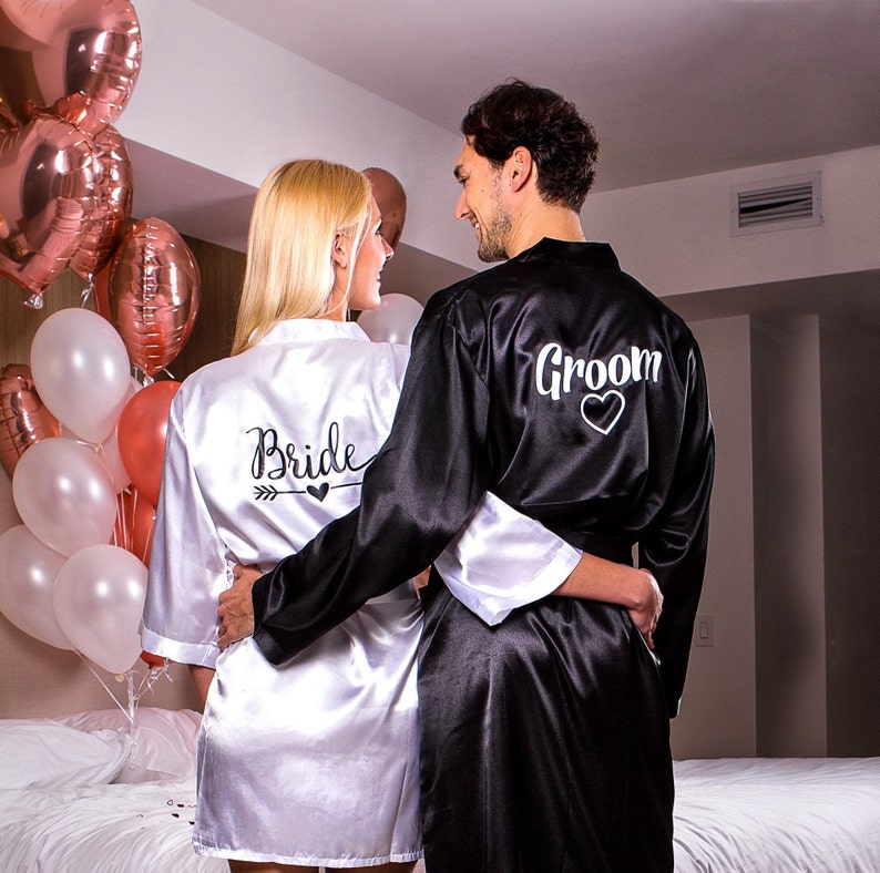 His and Hers Satin Robes Couple Matching Mr and Mrs Satin Etsy