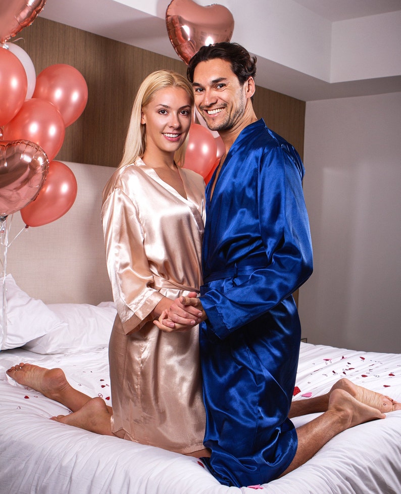 His and Hers Satin Robes Couple Matching Mr and Mrs Satin Etsy
