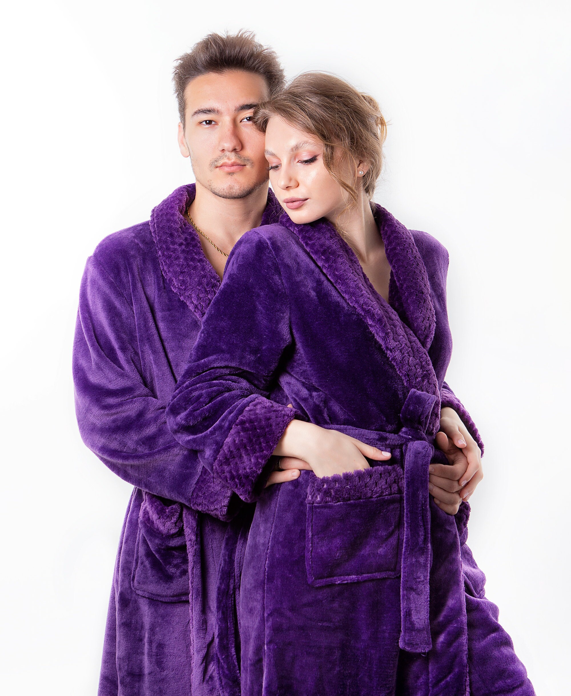 Couple Long Plush Bathrobes His and Hers Robes Customized Etsy UK