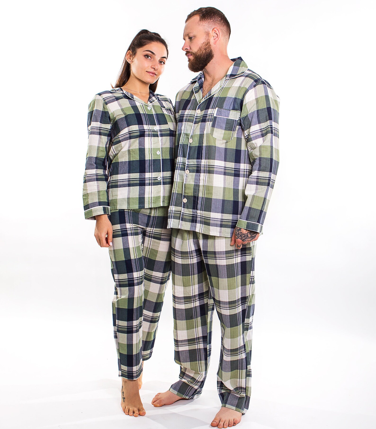 Green Plaid Matching Pajamas for Him and Her Valentines Gift Etsy