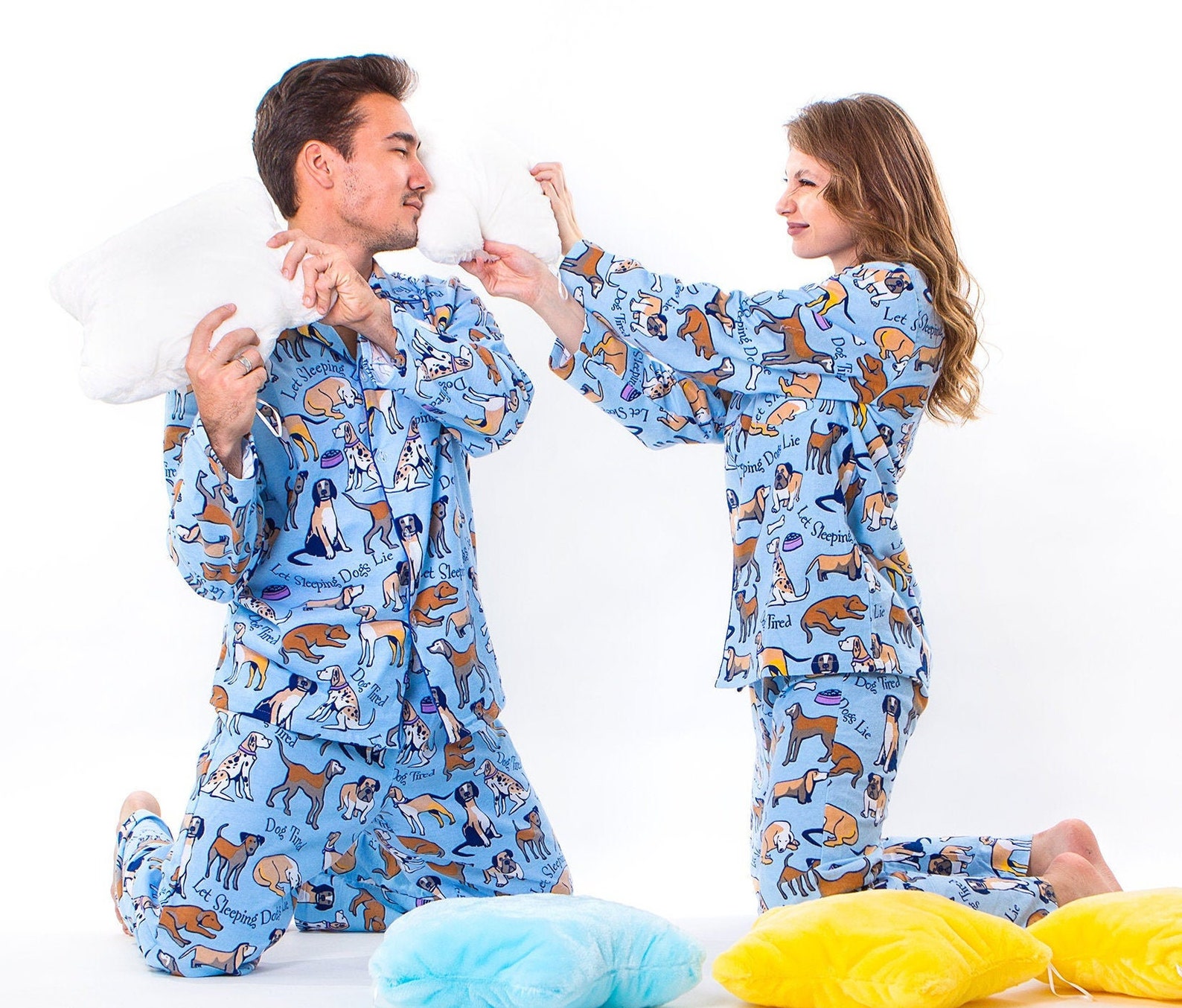 Funny Cotton Pajamas for Couple Buttons Down Matching Couple Etsy