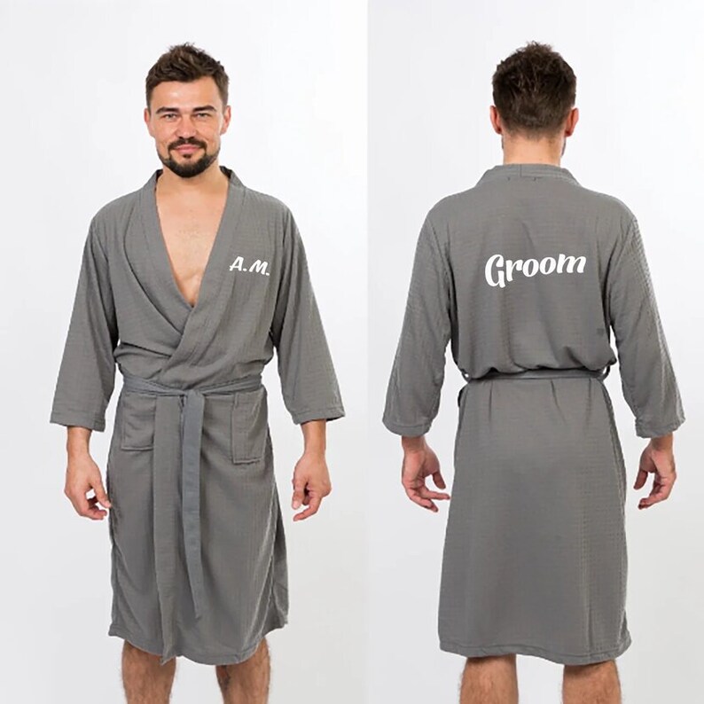 Men's Waffle Knit Customized robes Personalized Waffled Etsy