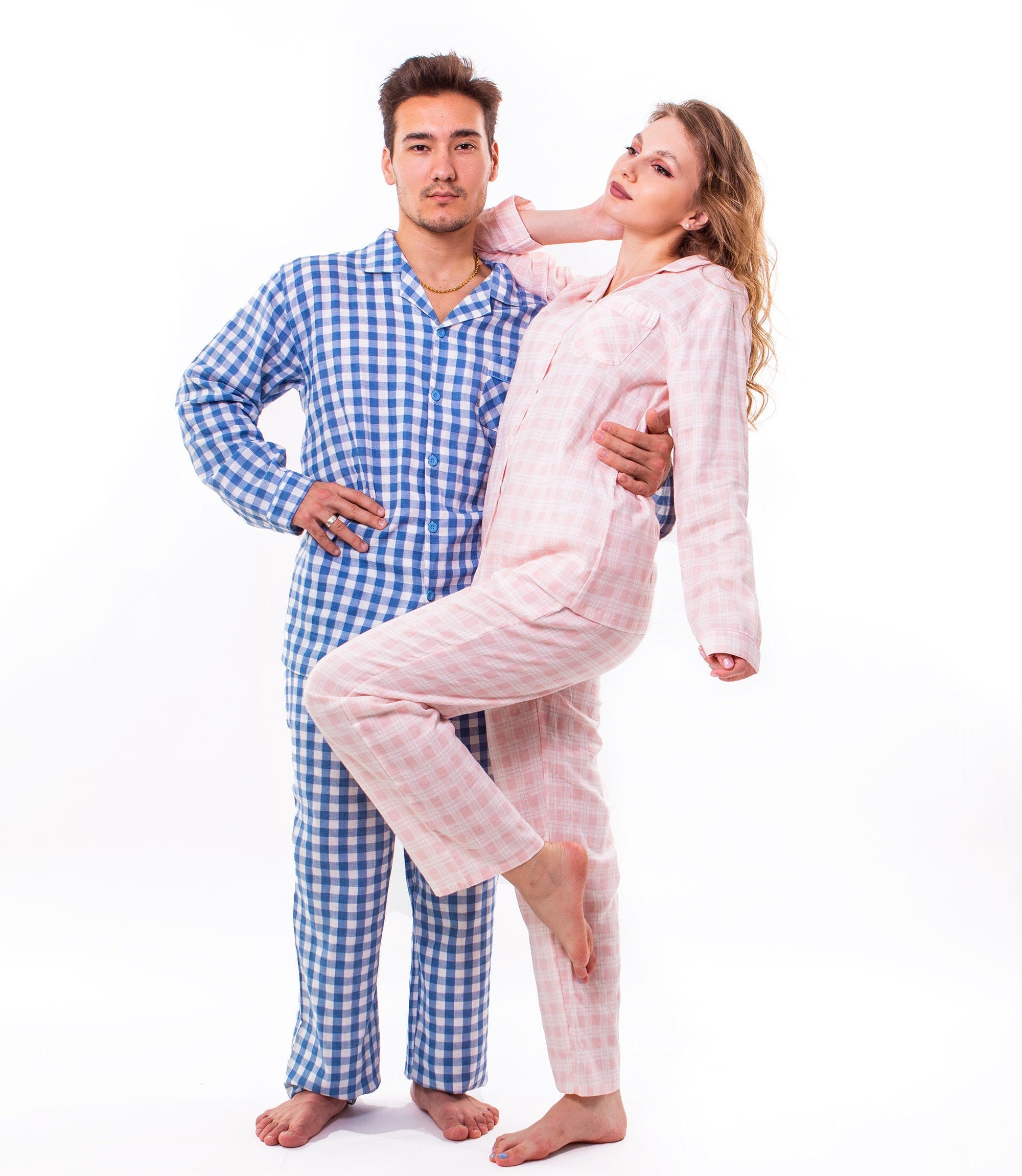 Custom Plaid 100 Cotton Pajama sets Matching Pajamas for men Etsy