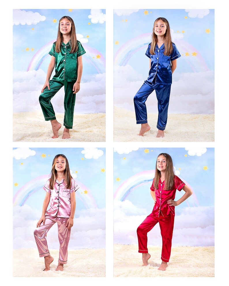 Kids Satin Pajamas Customized Kids Pajamas Personalized Etsy