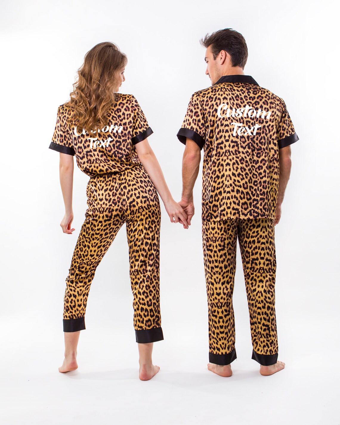 Customized Leopard Print Satin Pajamas for Couple Custom | Etsy