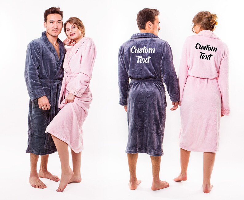 Matching Couple Plush Long Bathrobes Customized Bathrobes Etsy