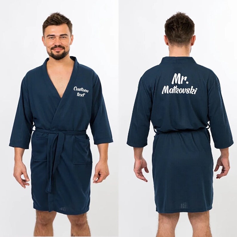Men's Waffle Knit Customized robes Personalized Waffled Etsy