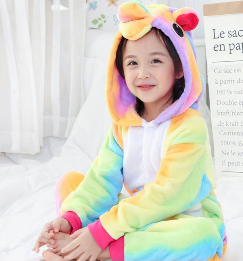 Adults UNICORN Hooded Union Suit Pajamas Onesie Rainbow Hoodie Etsy