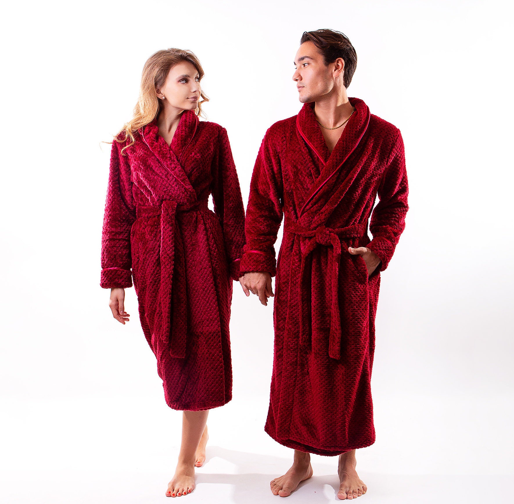 Couple Long Bathrobes His And Hers Robes Bath Robe Etsy