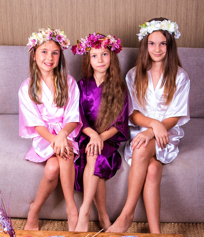 Kids Satin Robes Flower Girl Robe Bridal Robe Bridal Party Etsy UK