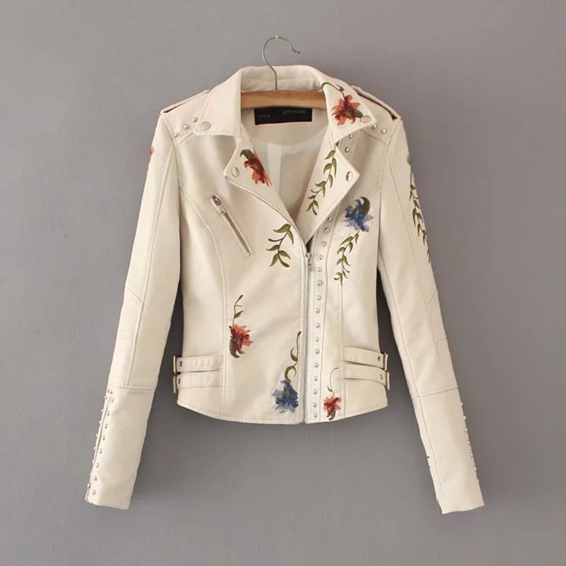 Veste en faux cuir personnalisée avec fleurs veste custom Etsy